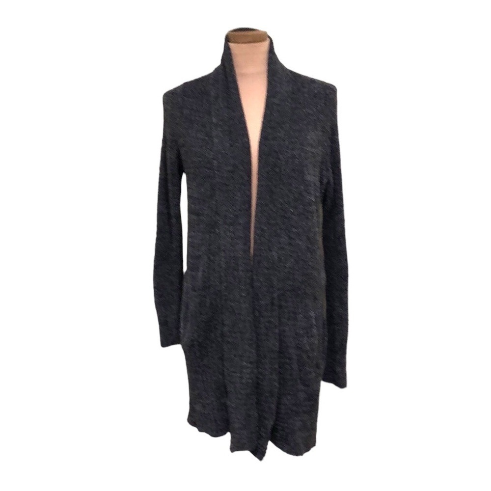 Barefoot Dreams Cozychic Lite Cardigan Sweater Size Medium Dark Gray Speckled